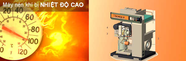 Nhiệt độ máy nén khí bị ảnh hưởng bởi nhiệt độ môi trường, nhiệt độ phòng đặt máy