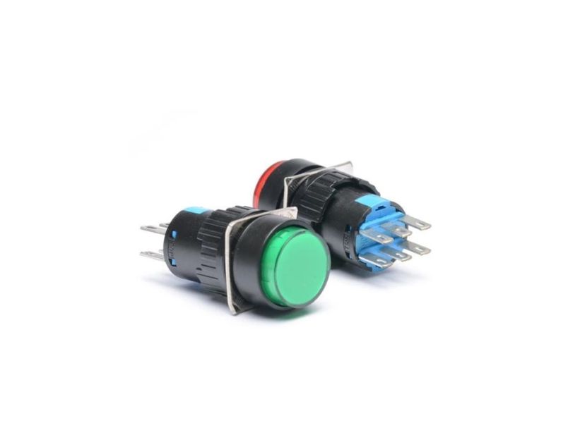 CÔNG TẮC NHẤN GIỮ , CÔNG TẮC NHẤN NHẢ , NÚT NHẤN LA16Y-22 PHI 16MM 6 CHÂN - Ảnh 2