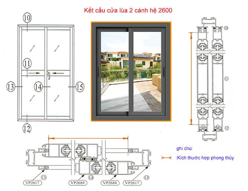 Cách làm cửa lùa nhôm Việt Pháp hệ 2600