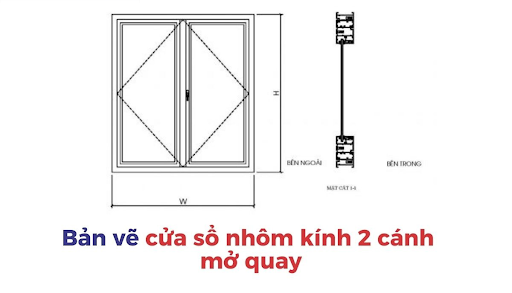 Kích thước cửa sổ nhôm kính 2 cánh tiêu chuẩn