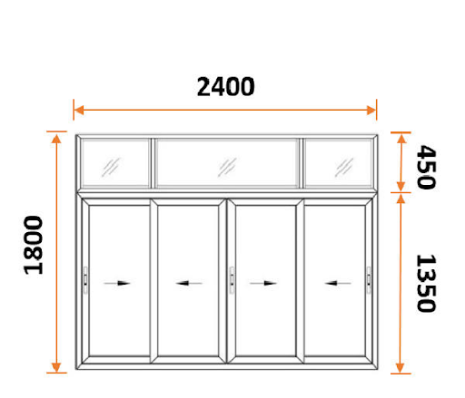 Kích thước cửa sổ nhôm kính 4 cánh