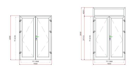 Kích thước cửa sổ nhôm kính 2 cánh