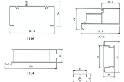 Hình ảnh mặt cắt nhôm xingfa hệ 1000 của Tungshin
