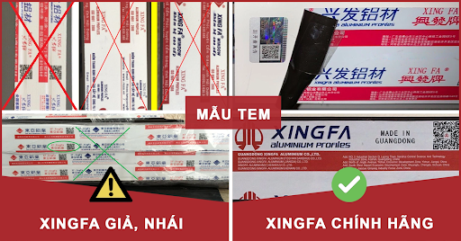 Phân biệt nhôm xingfa thật giả dựa vào tem, mẫu mã, QR code