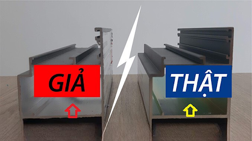 Phân biệt dựa vào ánh đồng trong lòng thanh nhôm