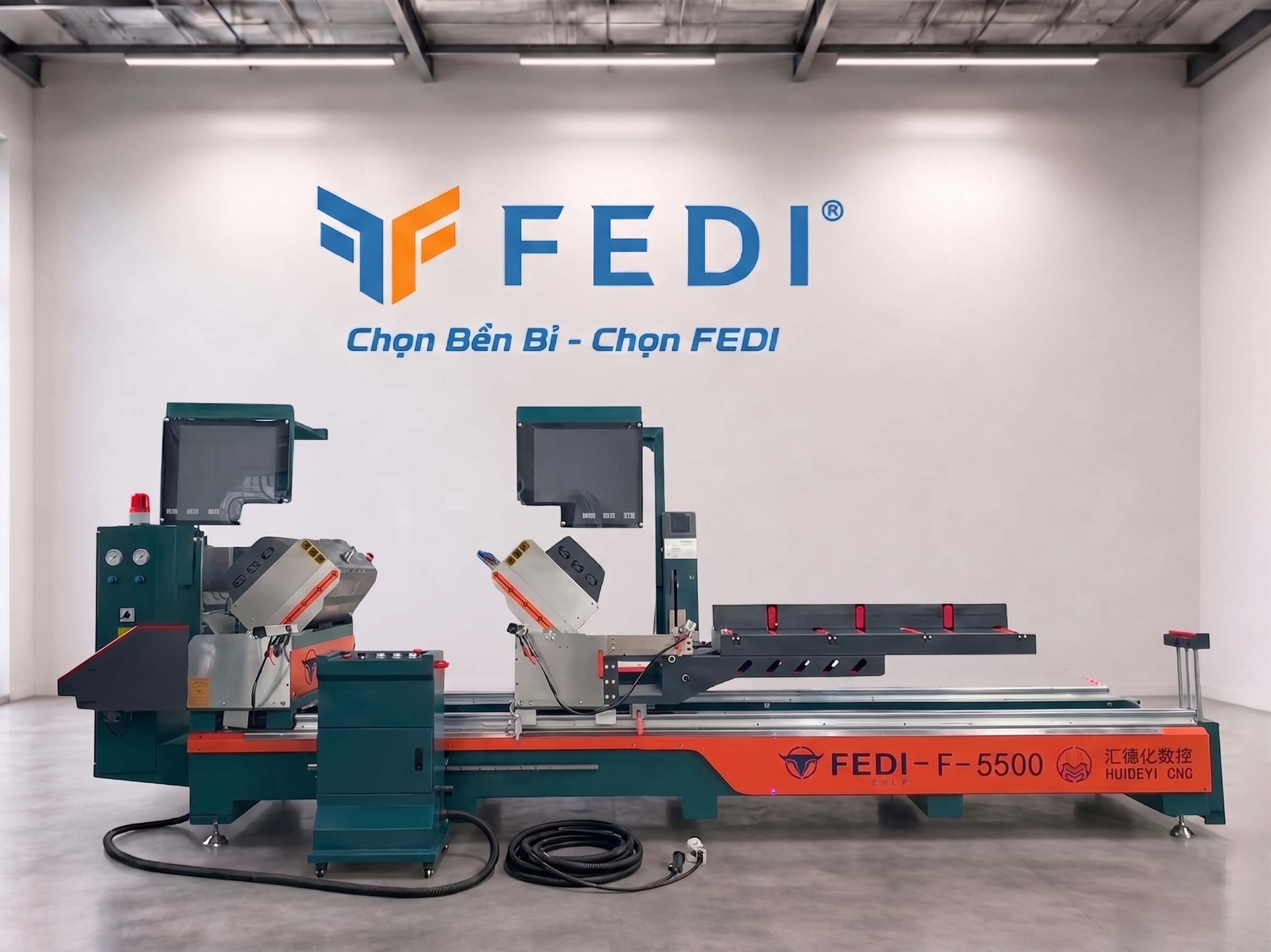 Máy cắt nhôm 2 đầu F5500 cơ